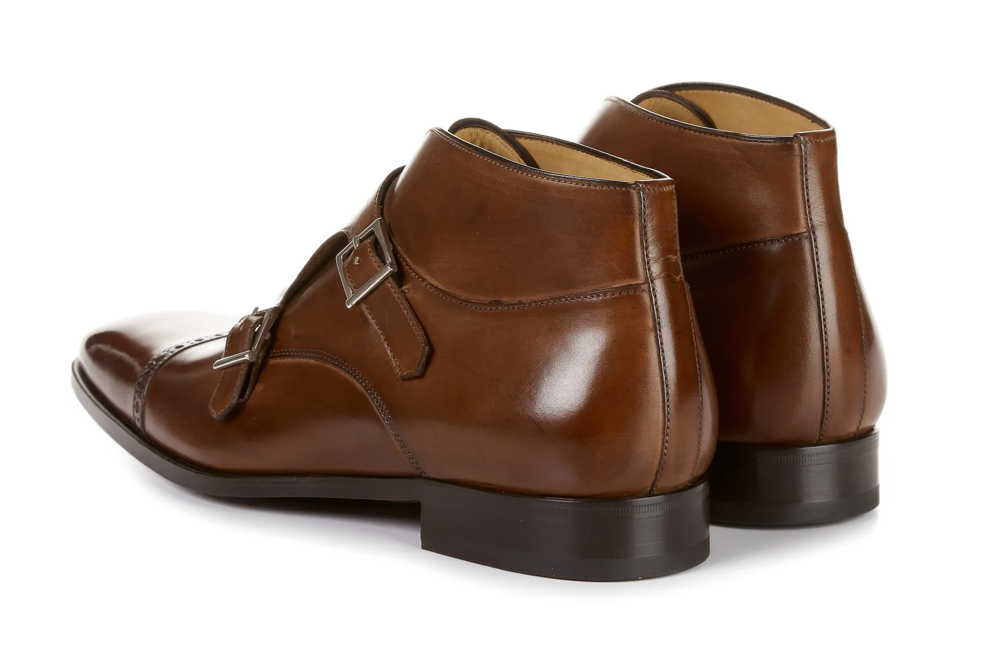 The Heston Double Monk Strap Boot - Marrone