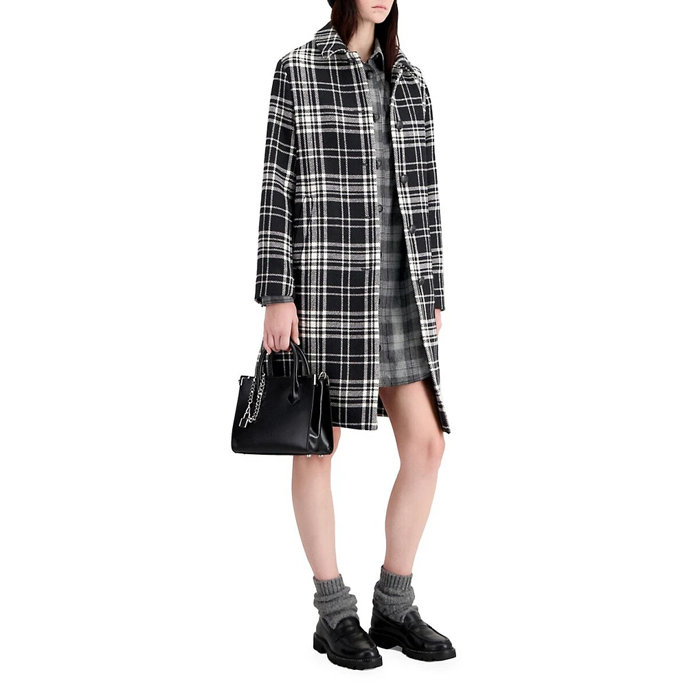 The Kooples Wool-Blend Check Long Coat