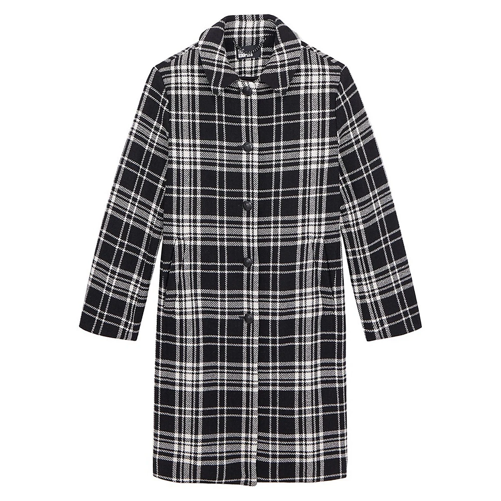 The Kooples Wool-Blend Check Long Coat