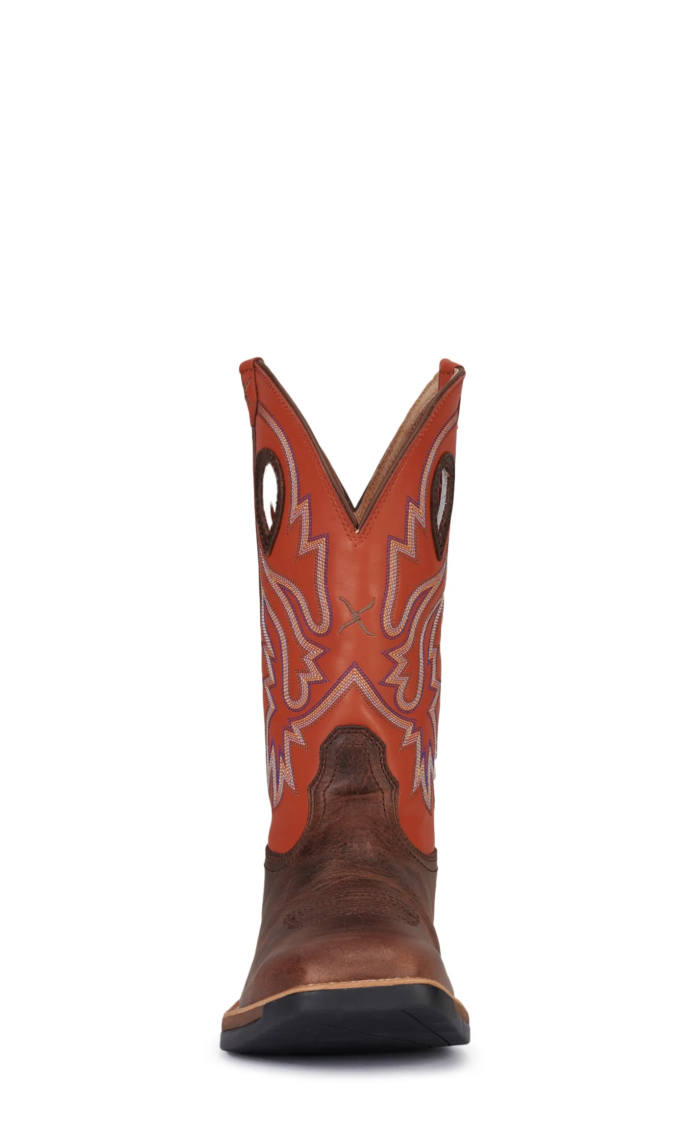 Twisted X Men's Tech X Brown and Orange Wide Square Toe Cowboy Boots