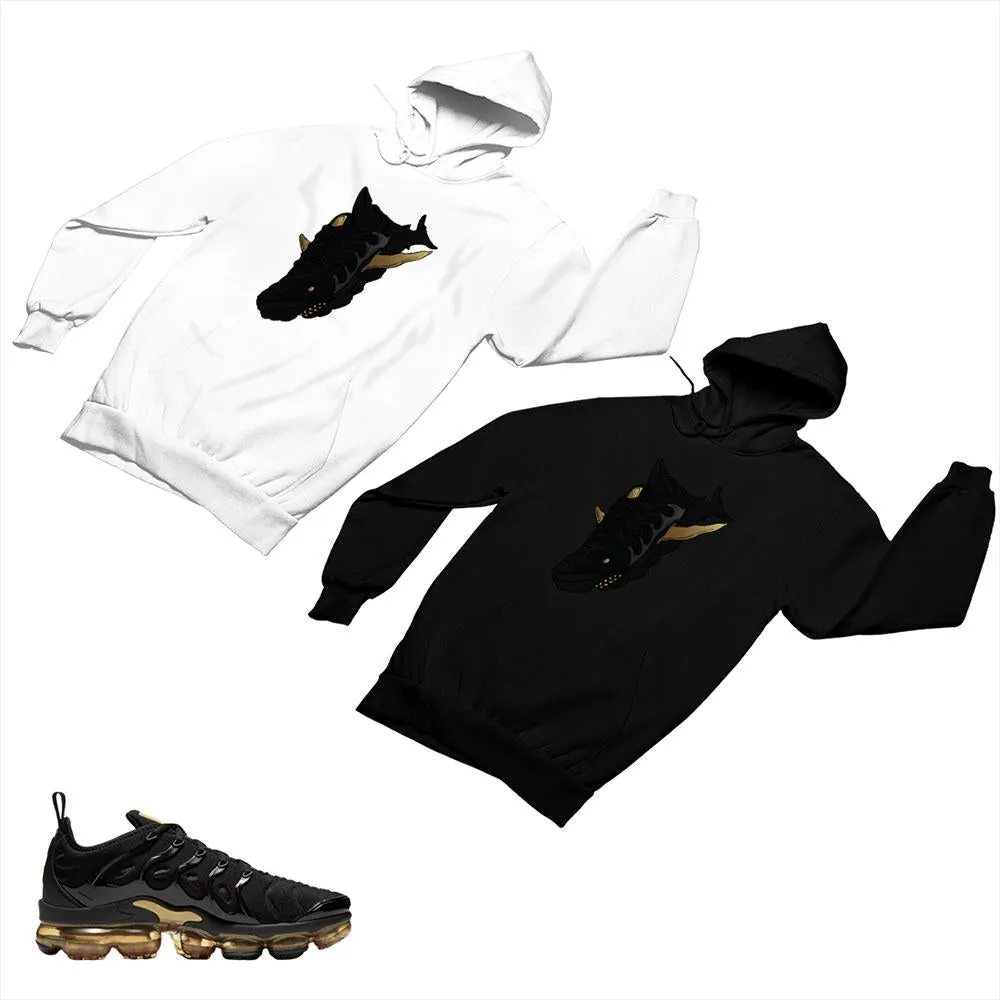 VaporMax Plus Black and Gold Matching Custom Designed Hoodies AVP 2-6-8