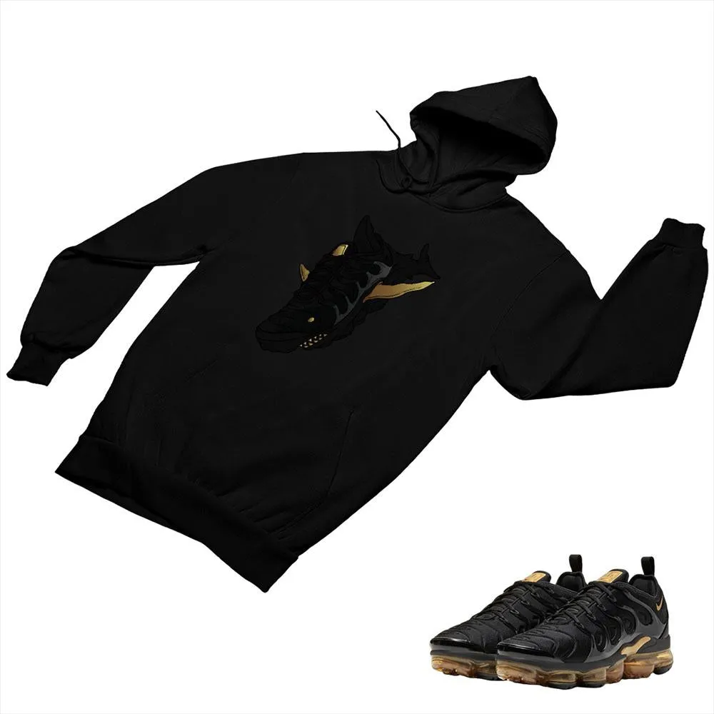 VaporMax Plus Black and Gold Matching Custom Designed Hoodies AVP 2-6-8