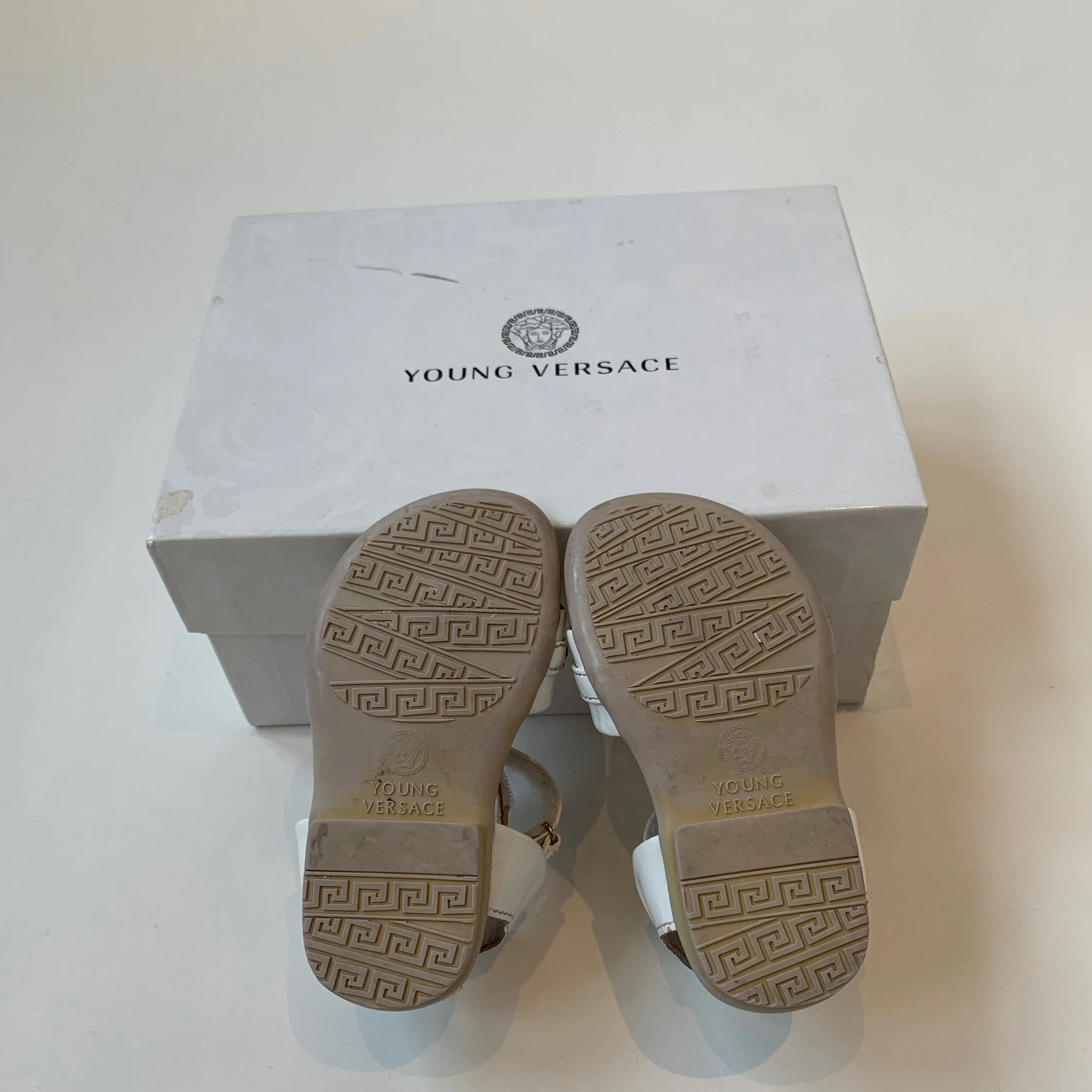 Versace White Patent Sandals: Size 20