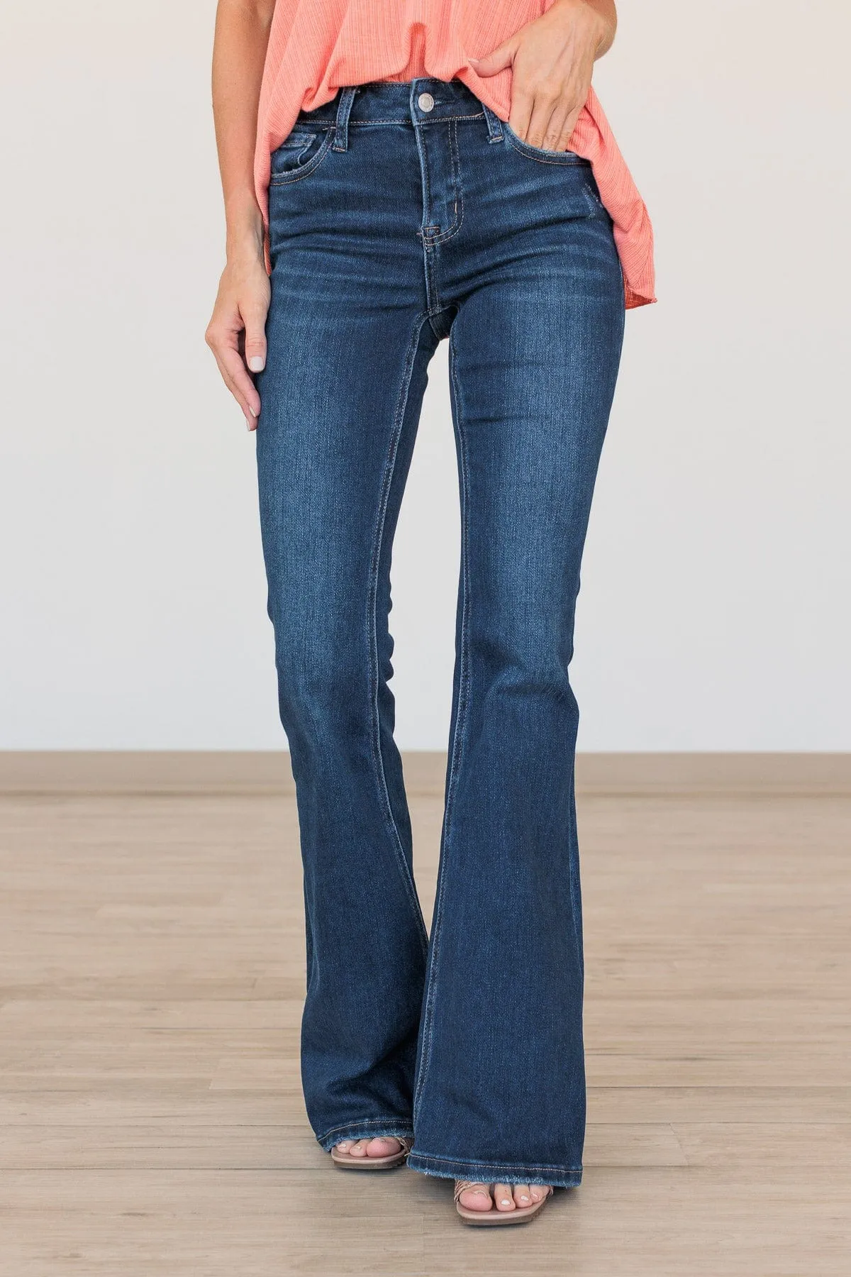 Vervet Mid-Rise Flare Jeans- Elsa Wash