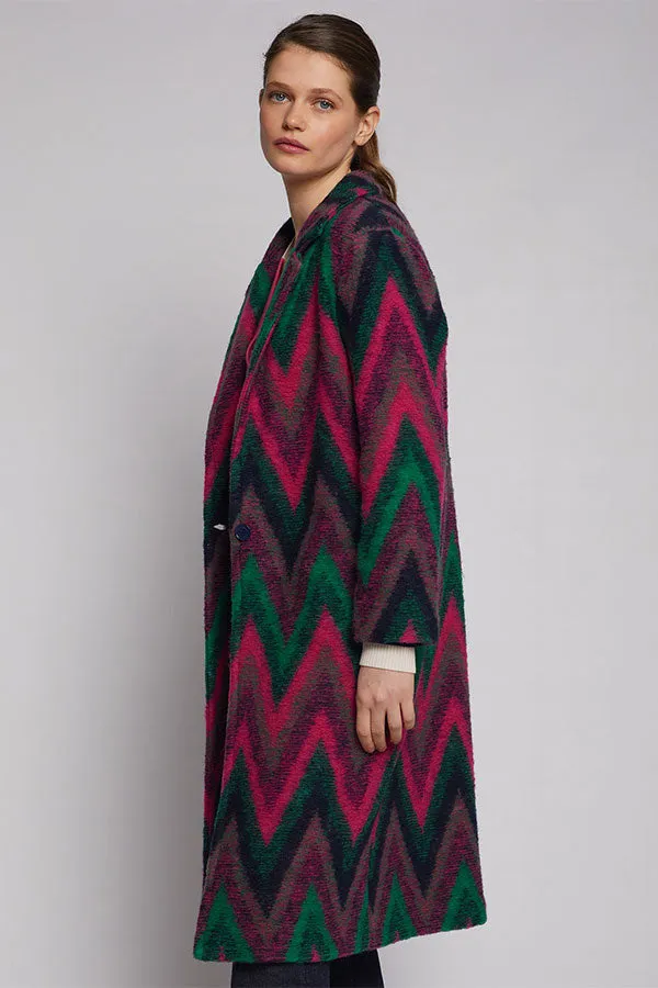 Vilagallo YANA ITALIAN WOOL BLEND ZIGZAG COAT