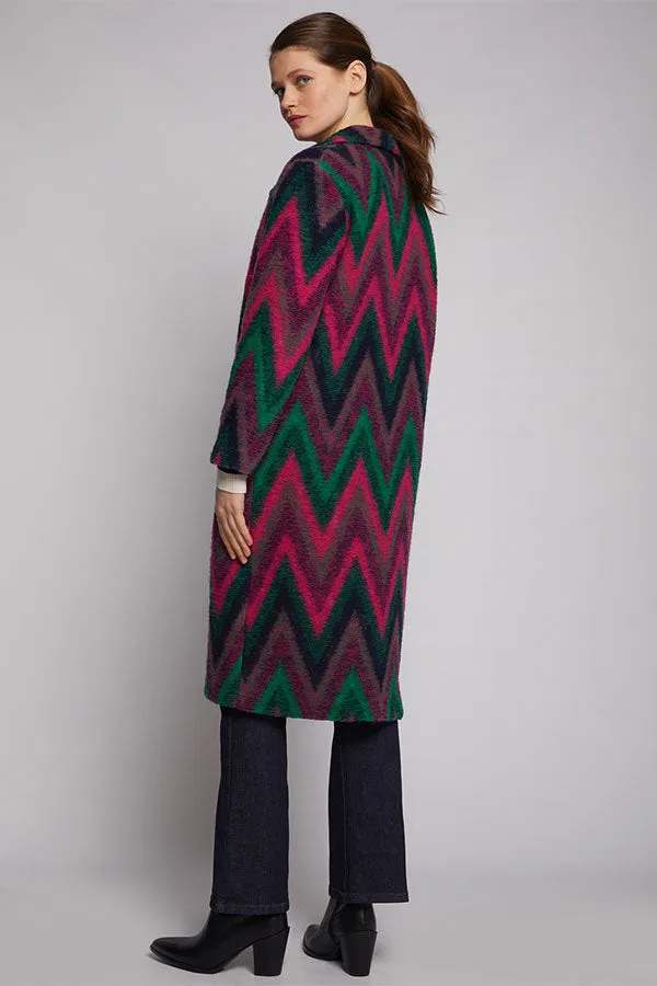 Vilagallo YANA ITALIAN WOOL BLEND ZIGZAG COAT