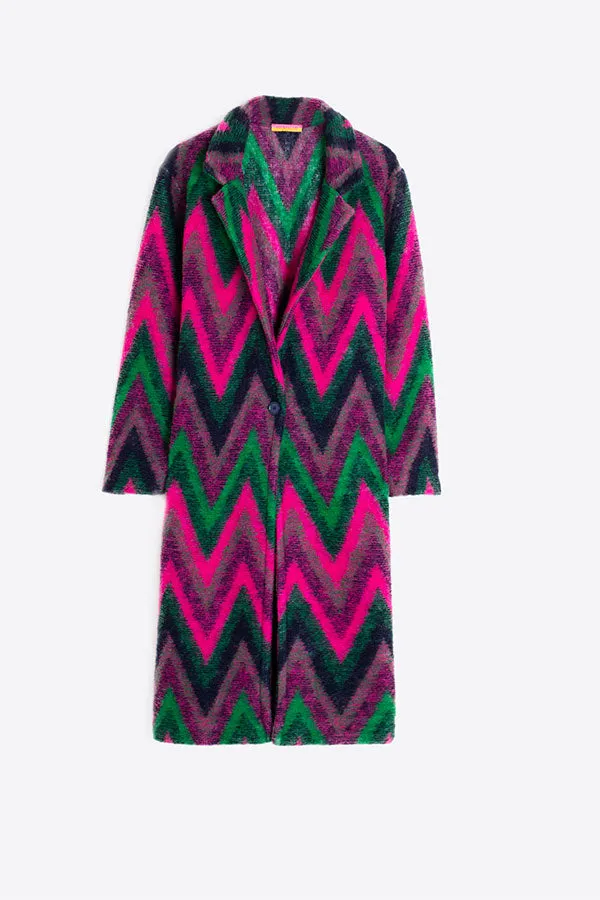 Vilagallo YANA ITALIAN WOOL BLEND ZIGZAG COAT