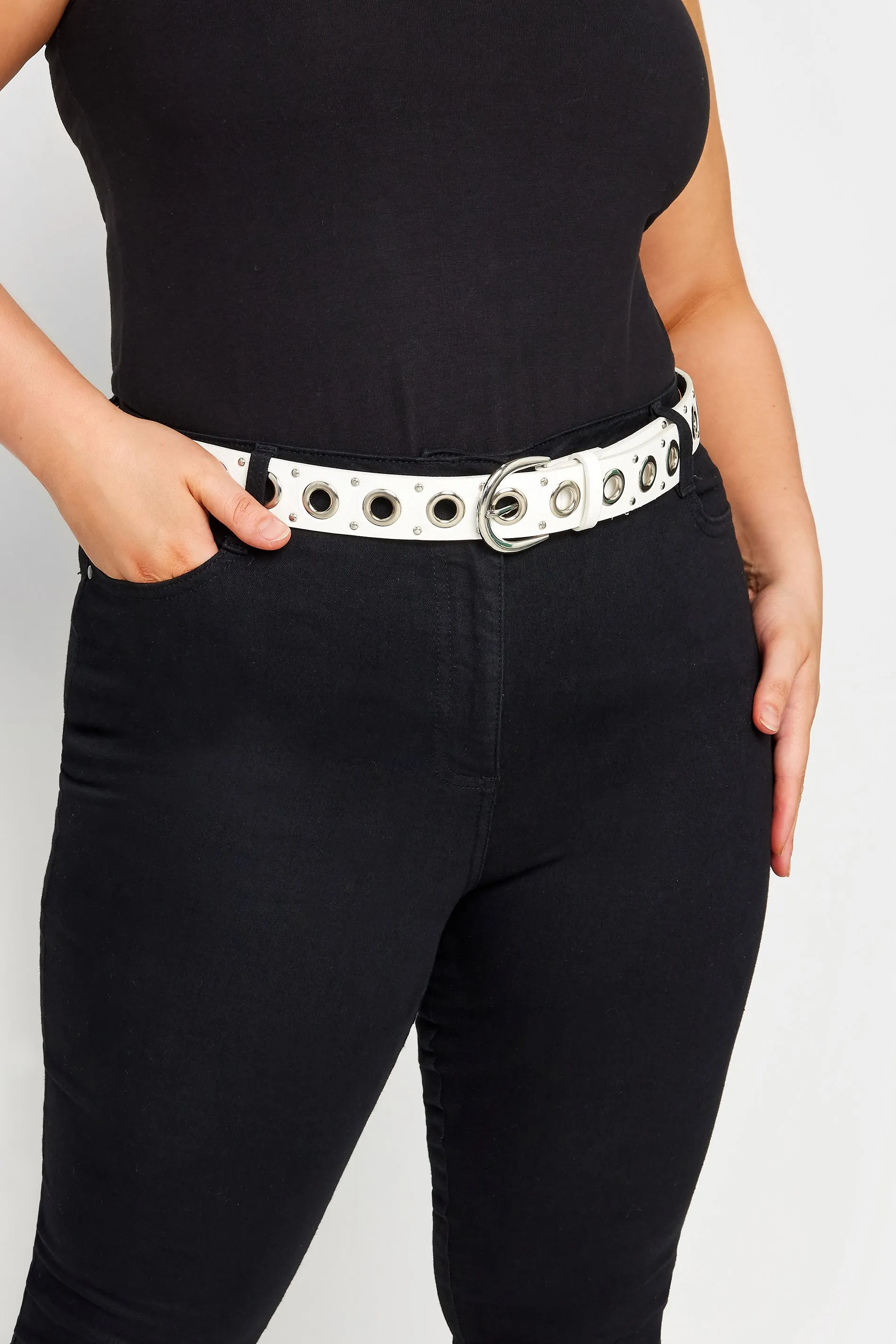 White Studded Belt