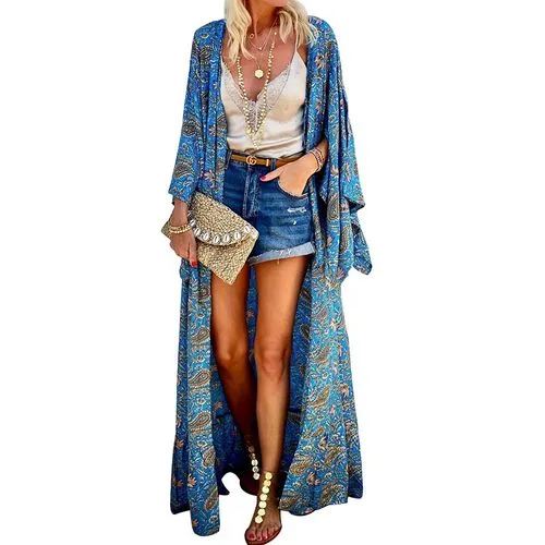 Women's Basic Printing Printing Placket Coat