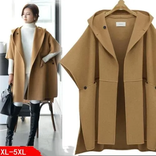 Women's Cloak Woolen Coat Autumn New Clothes Woolen Coat Fat Plus Fertilizer To Increase The Cloak