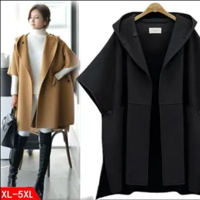 Women's Cloak Woolen Coat Autumn New Clothes Woolen Coat Fat Plus Fertilizer To Increase The Cloak