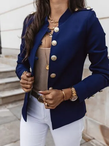 Women's Coat Long Sleeve Blazers Business Solid Color