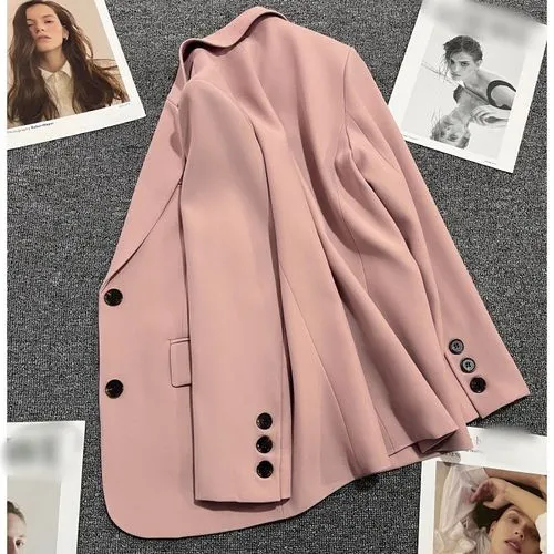 Women's Coat Long Sleeve Blazers Patchwork Button British Style Solid Color