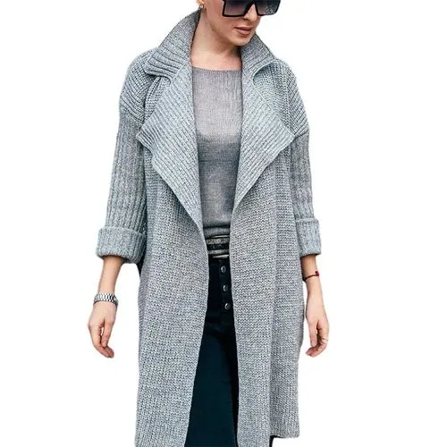 Women's Elegant Streetwear Solid Color Placket Sweater Coat