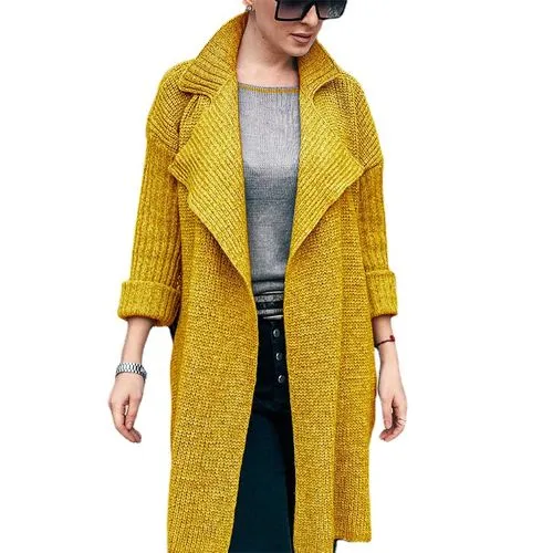 Women's Elegant Streetwear Solid Color Placket Sweater Coat