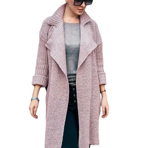 Women's Elegant Streetwear Solid Color Placket Sweater Coat