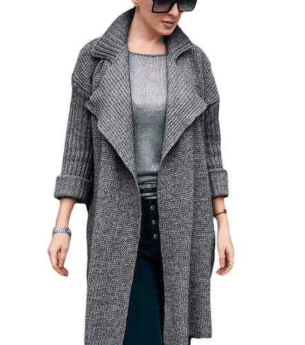 Women's Elegant Streetwear Solid Color Placket Sweater Coat