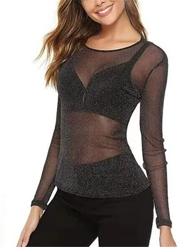 Women's Knitwear Long Sleeve T-Shirts Patchwork Hollow Out Sexy Solid Color