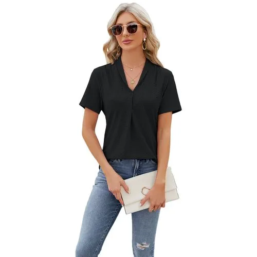 Women's T-shirt Short Sleeve T-Shirts Jacquard Pleated Streetwear Solid Color