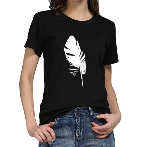 Women's T-shirt Short Sleeve T-Shirts Printing Casual Feather