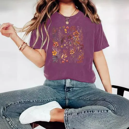 Women's T-shirt Short Sleeve T-Shirts Printing Streetwear Flower