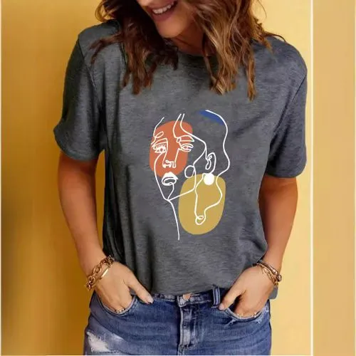 Women's T-shirt Short Sleeve T-Shirts Printing Streetwear Portrait