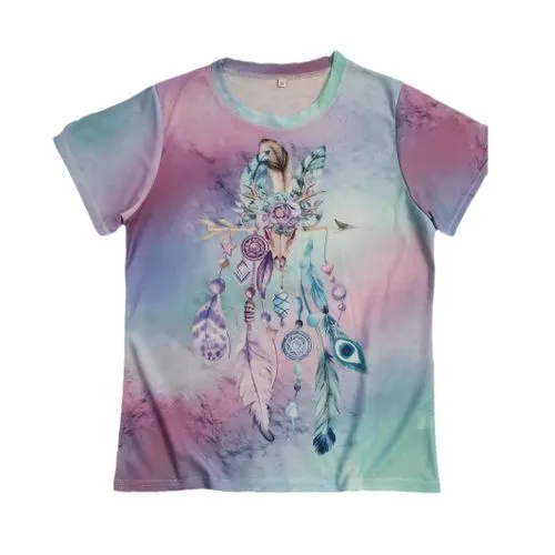 Women's T-shirt Short Sleeve T-Shirts Vacation Star Feather