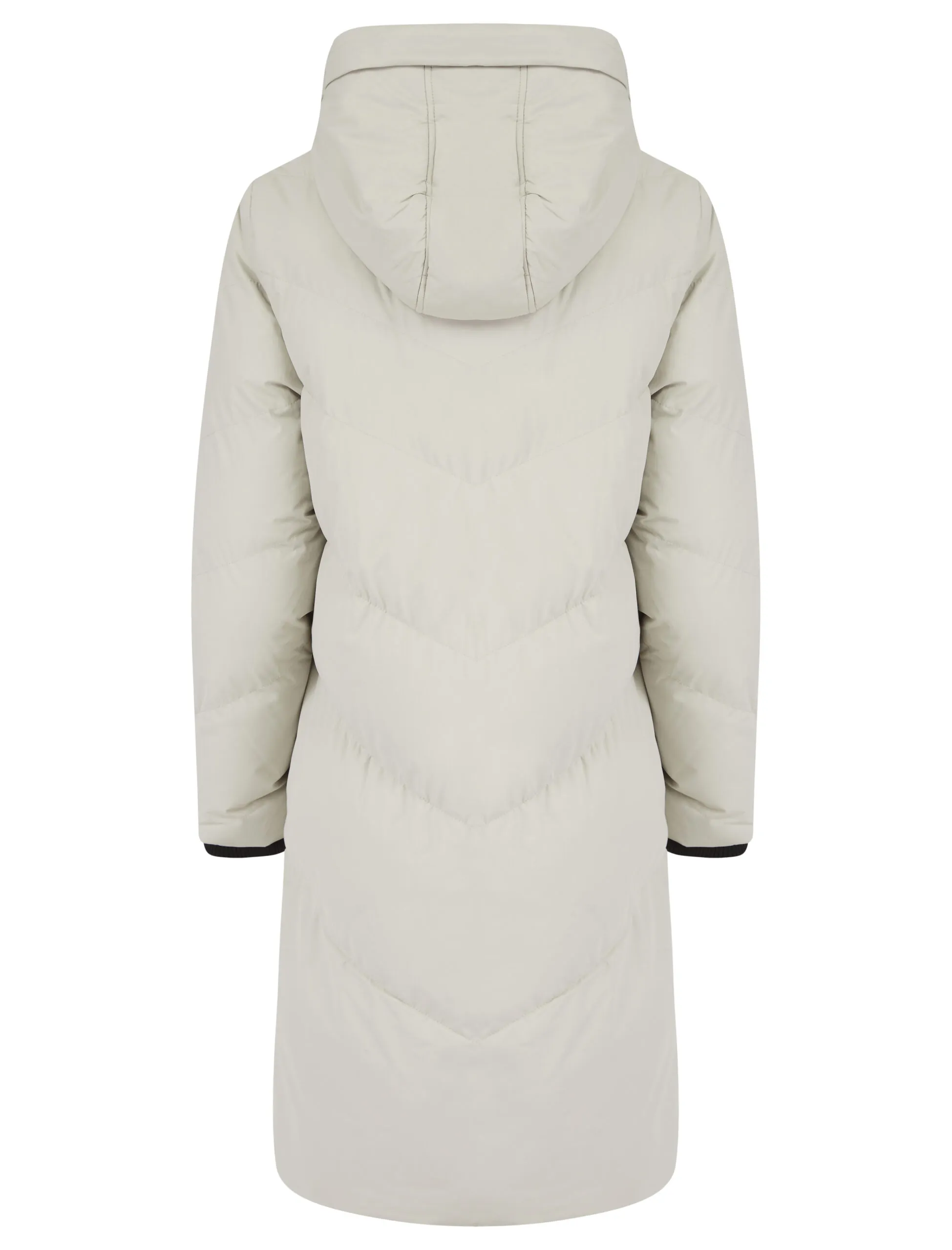 Women’s Long Padded Off White Hooded Winter Coat