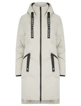 Women’s Long Padded Off White Hooded Winter Coat